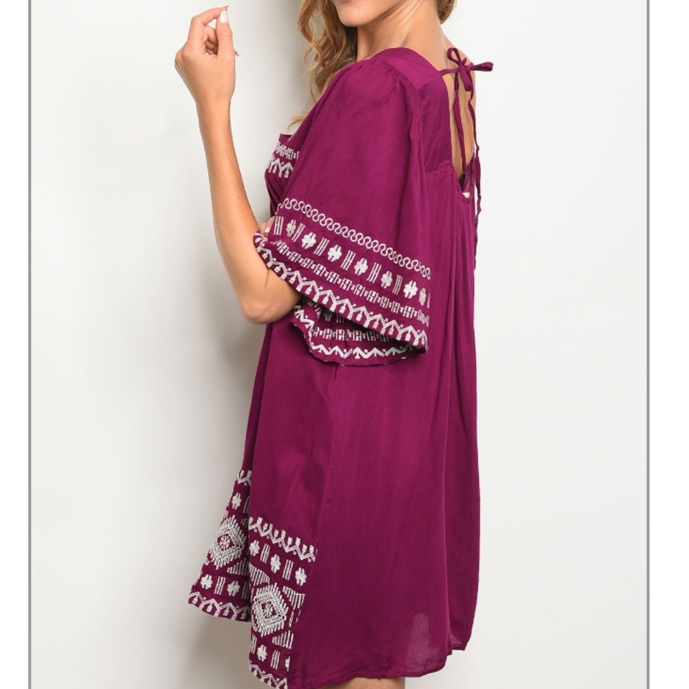 WINE IVORY DRESS-101 - Picture 2 of 2